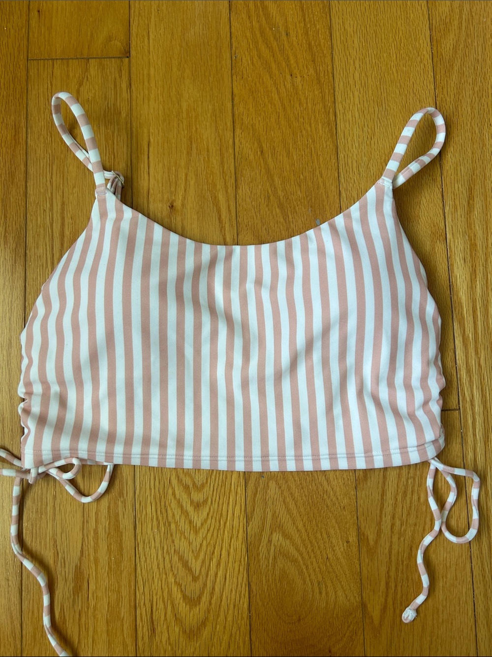 Hollister Pink and White Striped Swim Top